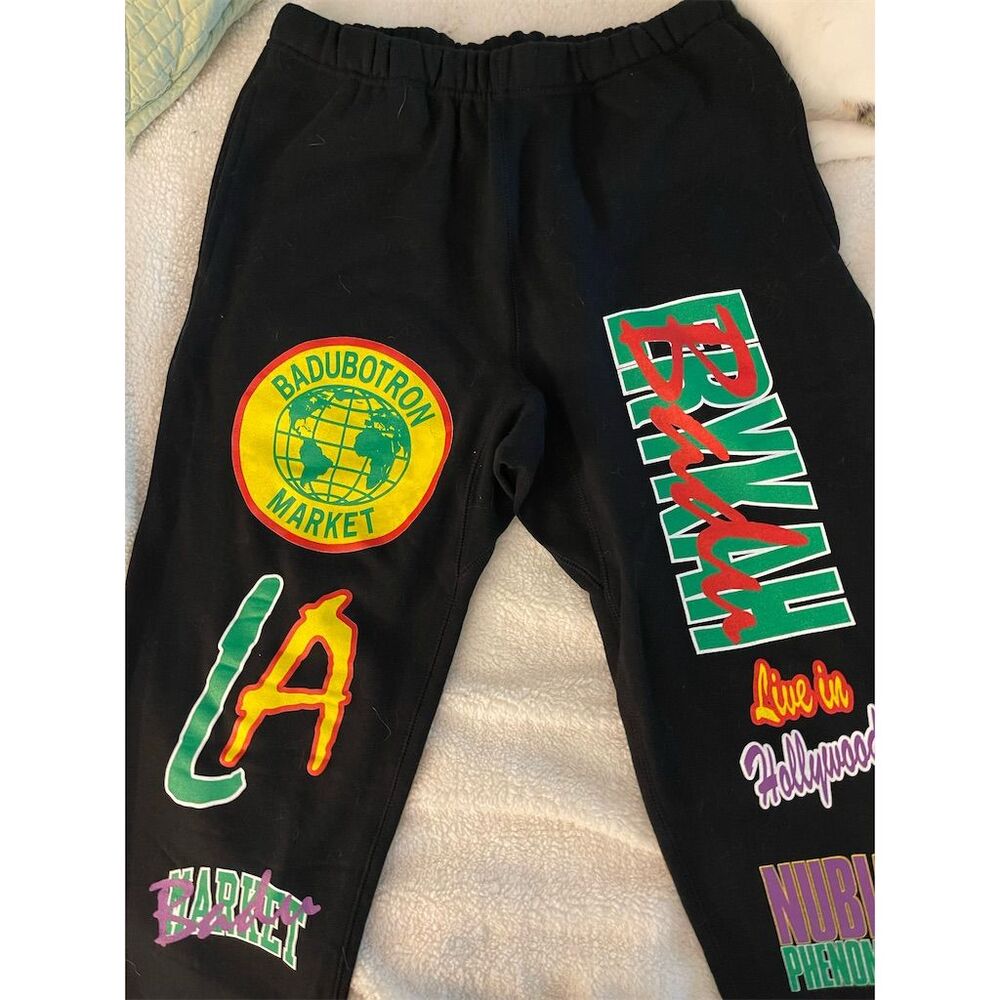 Market Unisex Sweatpants Black M Elastic Waistband Rear Pocket